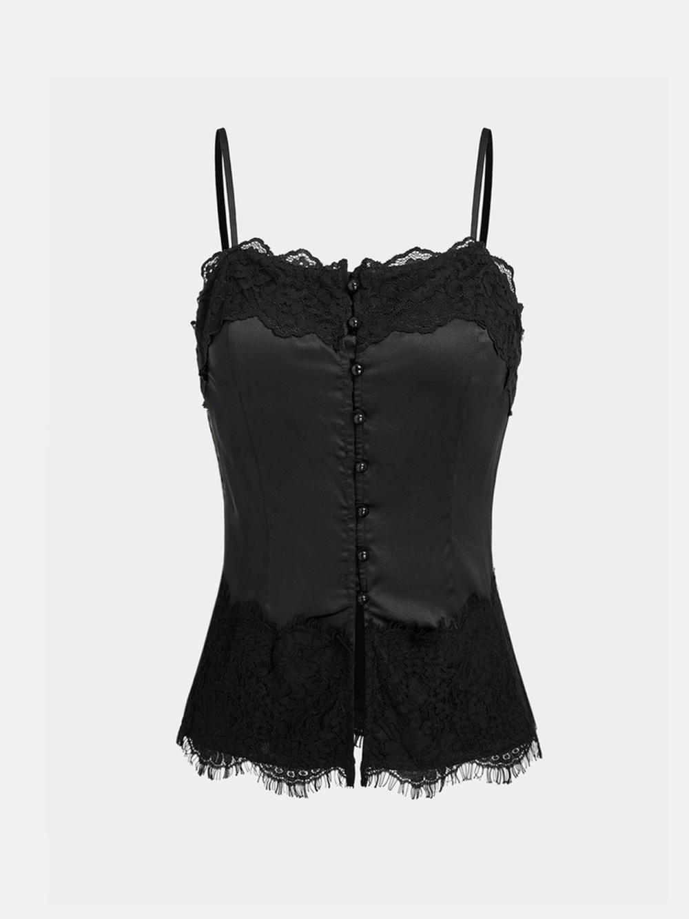 Lace-Trim Satin Cami Top